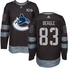 Men Adidas Vancouver Canucks #83 Jay Beagle Authentic Black 1917-2017 100th Anniversary NHL Jersey