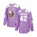 Men New York Islanders #42 Cole Bardreau Authentic Purple Fights Cancer Practice Hockey Stitched Jersey