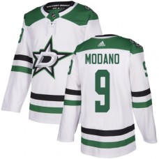 Men Adidas Dallas Stars #9 Mike Modano White Road Authentic Stitched NHL Jersey