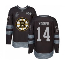 Men Boston Bruins #14 Chris Wagner Authentic Black 1917-2017 100th Anniversary 2019 Stanley Cup Final Bound Hockey Jersey