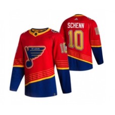 Men St. Louis Blues #10 Brayden Schenn Red 2020-21 Reverse Retro Alternate Hockey Stitched Jersey