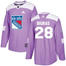 Men Adidas New York Rangers #28 Chris Bigras Authentic Purple Fights Cancer Practice NHL Jersey