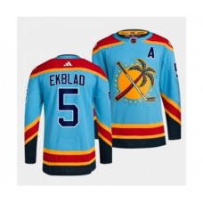 Men Florida Panthers #5 Aaron Ekblad Blue 2022 Reverse Retro Stitched Jersey