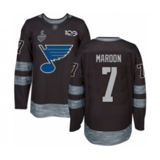 Men St. Louis Blues #7 Patrick Maroon Authentic Black 1917-2017 100th Anniversary 2019 Stanley Cup Final Bound Hockey Jersey