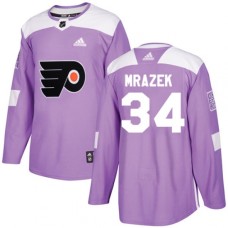 Men Adidas Philadelphia Flyers #34 Petr Mrazek Authentic Purple Fights Cancer Practice NHL Jersey