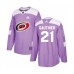 Men Adidas Carolina Hurricanes #21 Julien Gauthier Authentic Purple Fights Cancer Practice NHL