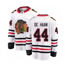 Men Chicago Blackhawks #44 Calvin De Haan Authentic White Away Fanatics Branded Breakaway Hockey Stitched Jersey