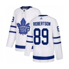 Men Toronto Maple Leafs #89 Nicholas Robertson Authentic White Away Hockey Stitched Jersey