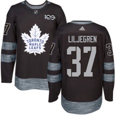 Men Adidas Toronto Maple Leafs #37 Timothy Liljegren Authentic Black 1917-2017 100th Anniversary NHL Jersey