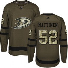 Men Adidas Anaheim Ducks #52 Julius Nattinen Authentic Green Salute to Service NHL Jersey