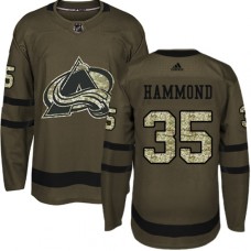 Men Adidas Colorado Avalanche #35 Andrew Hammond Authentic Green Salute to Service NHL Jersey