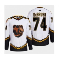 Men Boston Bruins #74 Jake DeBrusk White 2022-23 Reverse Retro Stitched Jersey