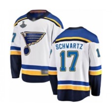 Men St. Louis Blues #17 Jaden Schwartz Fanatics Branded White Away Breakaway 2019 Stanley Cup Champions Hockey Jersey