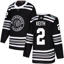 Men Adidas Chicago Blackhawks #2 Duncan Keith Authentic Black 2019 Winter Classic NHL Jersey