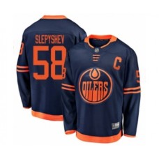 Men Edmonton Oilers #58 Anton Slepyshev Authentic Navy Blue Alternate Fanatics Branded Breakaway Hockey Stitched Jersey