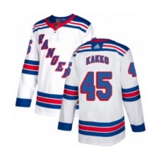 Men New York Rangers #45 Kaapo Kakko Authentic White Away Hockey Stitched Jersey