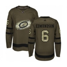 Men Carolina Hurricanes #6 Joel Edmundson Authentic Green Salute to Service Hockey Stitched Jersey