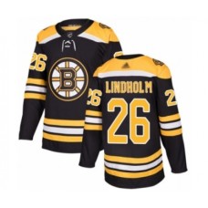 Men Boston Bruins #26 Par Lindholm Authentic Black Home Hockey Stitched Jersey