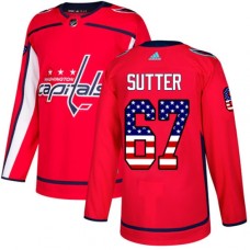 Men Adidas Washington Capitals #67 Riley Sutter Authentic Red USA Flag Fashion NHL Jersey