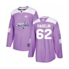 Men Washington Capitals #62 Carl Hagelin Authentic Purple Fights Cancer Practice Hockey Stitched Jersey