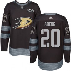 Men Adidas Anaheim Ducks #20 Pontus Aberg Black 1917-2017 100th Anniversary Stitched NHL Jersey