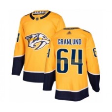 Men Nashville Predators #64 Mikael Granlund Authentic Gold Home Hockey Stitched Jersey