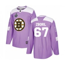 Men Boston Bruins #67 Jakub Zboril Authentic Purple Fights Cancer Practice 2019 Stanley Cup Final Bound Hockey Jersey