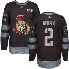 Men Adidas Ottawa Senators #2 Dylan DeMelo Authentic Black 1917-2017 100th Anniversary NHL Jersey