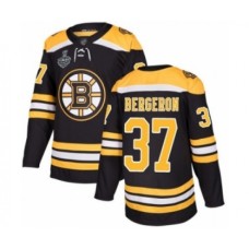 Men Boston Bruins #37 Patrice Bergeron Authentic Black Home 2019 Stanley Cup Final Bound Hockey Jersey