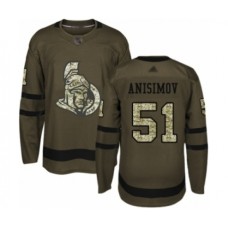 Men Ottawa Senators #51 Artem Anisimov Authentic Green Salute to Service Hockey Stitched Jersey