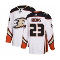 Men Adidas Anaheim Ducks #23 Brian Gibbons Authentic White Away NHL Jersey