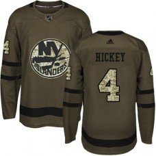 Men Adidas New York Islanders #4 Thomas Hickey Authentic Green Salute to Service NHL Jersey