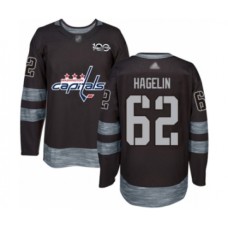 Men Washington Capitals #62 Carl Hagelin Authentic Black 1917-2017 100th Anniversary Hockey Stitched Jersey