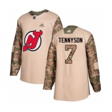 Men New Stitched Jersey Devils #7 Matt Tennyson Authentic Camo Veterans Day Practice Hockey Stitched Jersey