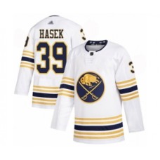 Men Buffalo Sabres #39 Dominik Hasek Authentic White 50th Season Hockey Stitched Jersey