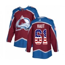 Men Adidas Colorado Avalanche #61 Martin Kaut Authentic Burgundy Red USA Flag Fashion NHL Jersey