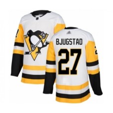 Men Pittsburgh Penguins #27 Nick Bjugstad Authentic White Away Hockey Stitched Jersey