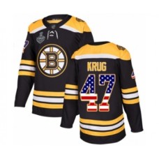 Men Boston Bruins #47 Torey Krug Authentic Black USA Flag Fashion 2019 Stanley Cup Final Bound Hockey Jersey