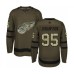 Men Detroit Red Wings #95 Albert Johansson Authentic Green Salute to Service Hockey Stitched Jersey