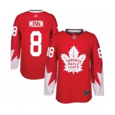 Men Toronto Maple Leafs #8 Jake Muzzin Authentic Red Alternate Hockey Stitched Jersey