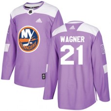 Men Adidas New York Islanders #21 Chris Wagner Authentic Purple Fights Cancer Practice NHL Jersey