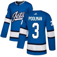 Men Adidas Winnipeg Jets #3 Tucker Poolman Authentic Blue Alternate NHL Jersey