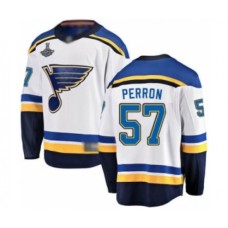 Men St. Louis Blues #57 David Perron Fanatics Branded White Away Breakaway 2019 Stanley Cup Champions Hockey Jersey