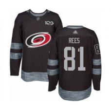 Men Carolina Hurricanes #81 Jamieson Rees Authentic Black 1917-2017 100th Anniversary Hockey Stitched Jersey