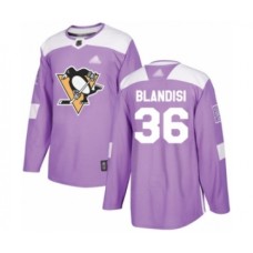 Men Pittsburgh Penguins #36 Joseph Blandisi Authentic Purple Fights Cancer Practice Hockey Stitched Jersey