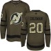 Men Adidas New Jersey Devils #20 Blake Coleman Authentic Green Salute to Service NHL Jersey