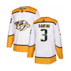 Men Nashville Predators #3 Steven Santini Authentic White Away Hockey Stitched Jersey