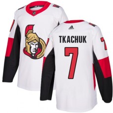 Men Adidas Ottawa Senators #7 Brady Tkachuk Authentic White Away NHL Jersey