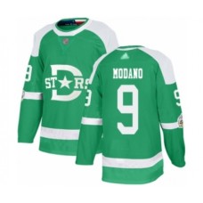 Men Dallas Stars #9 Mike Modano Authentic Green 2020 Winter Classic Hockey Stitched Jersey