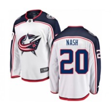 Men Columbus Blue Jackets #20 Riley Nash Authentic White Away Fanatics Branded Breakaway NHL Jersey